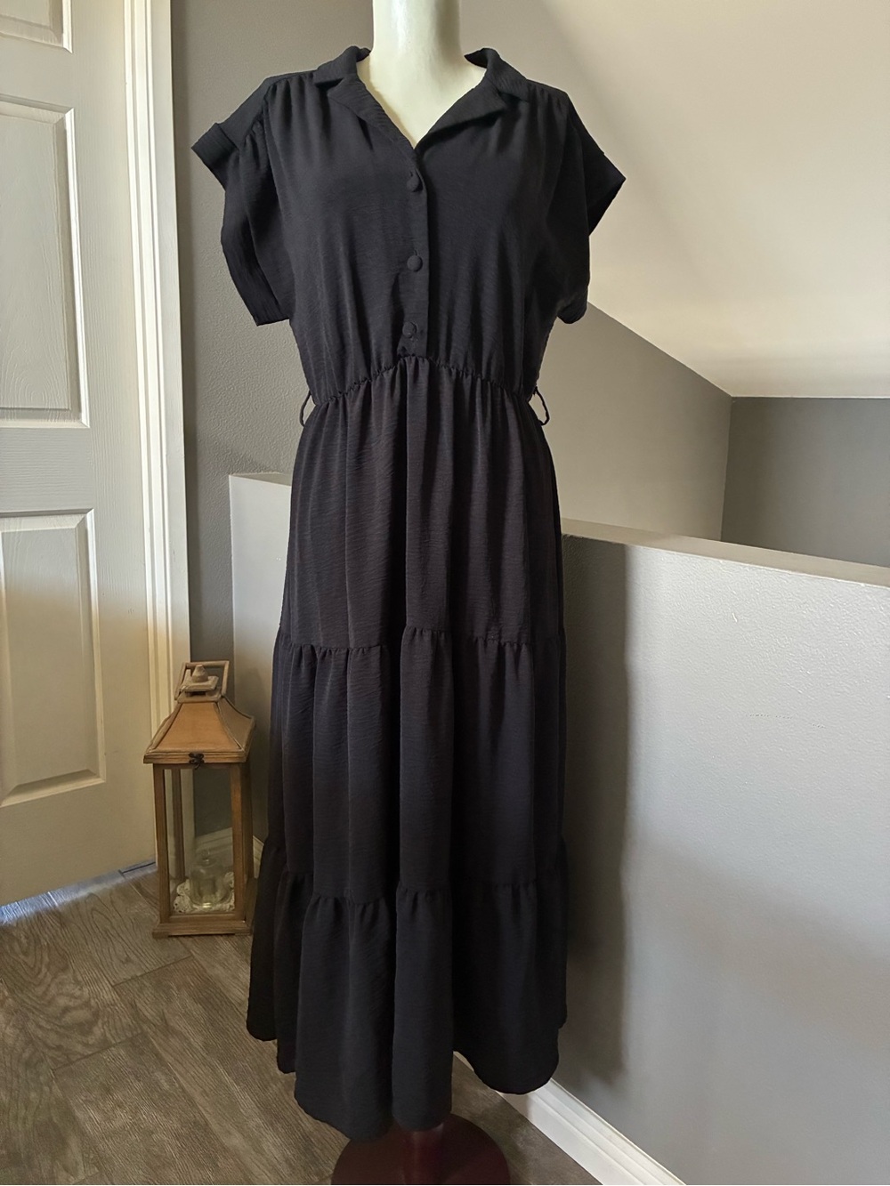 Black Tiered Midi Dress Size Large Mia Rose